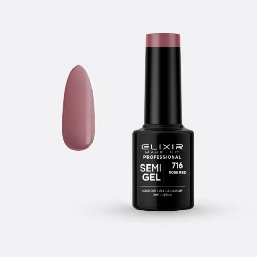 Elixir Make Up Semigel Color Coat Soak Off  716 - Rose  Red 5ml